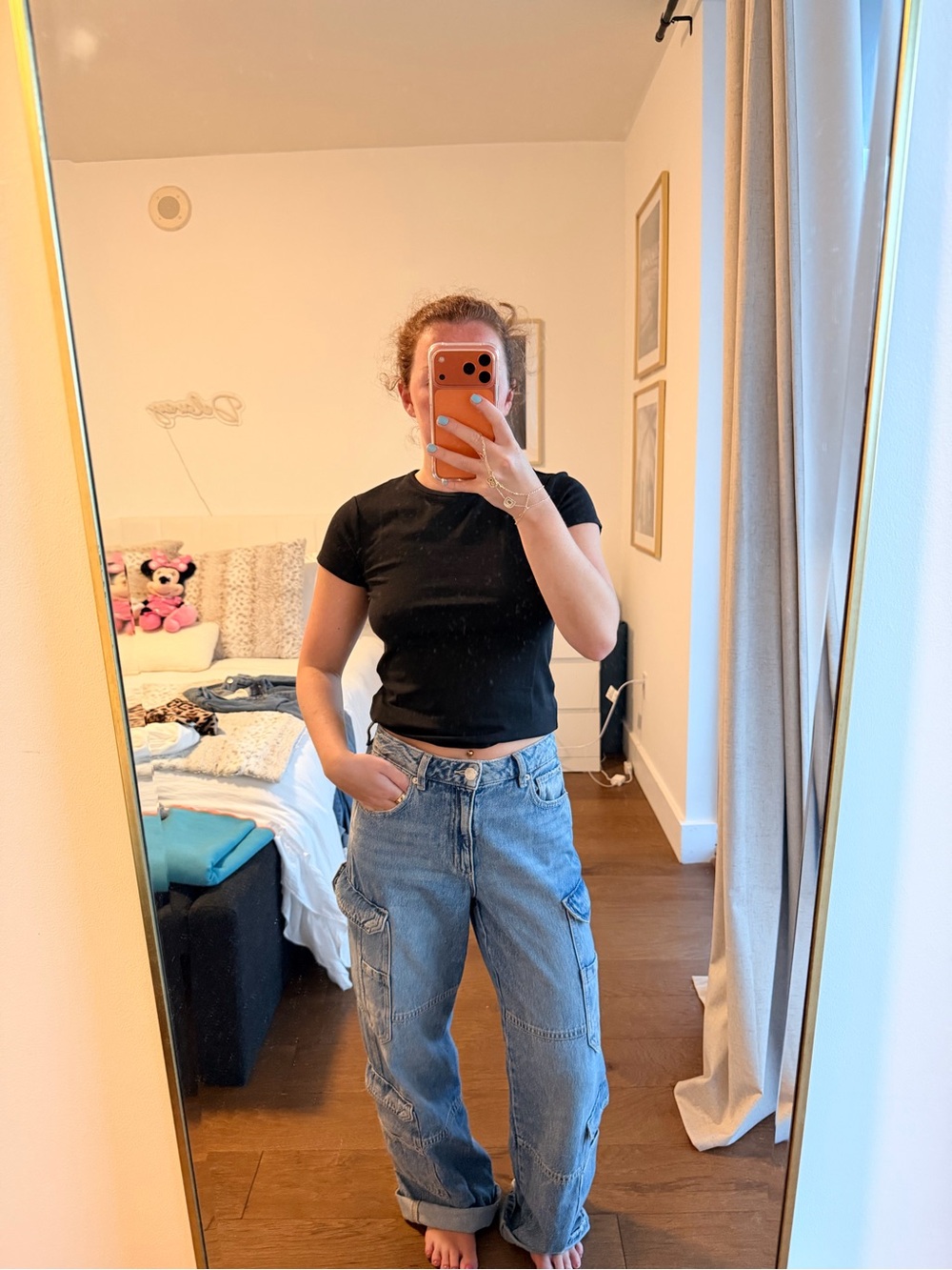 Garage Light Blue Wide Leg Cargo Jeans